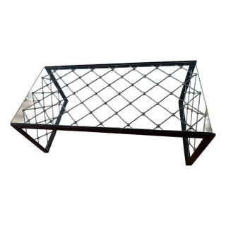 Carole Gratale Designed Latticed Bronze/Steel Coffee Table For Sale
