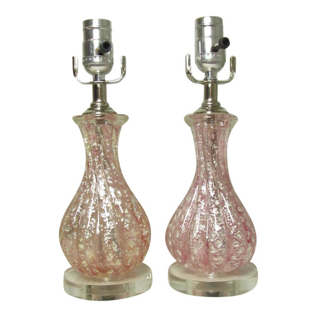 Pair of Murano Art Glass Lamps For Sale
