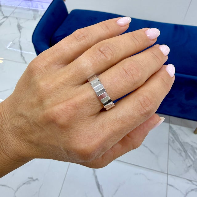 Silver Men’s Christian Dior Gem Collection 18k White Gold Band Ring, Size 10 For Sale - Image 8 of 8