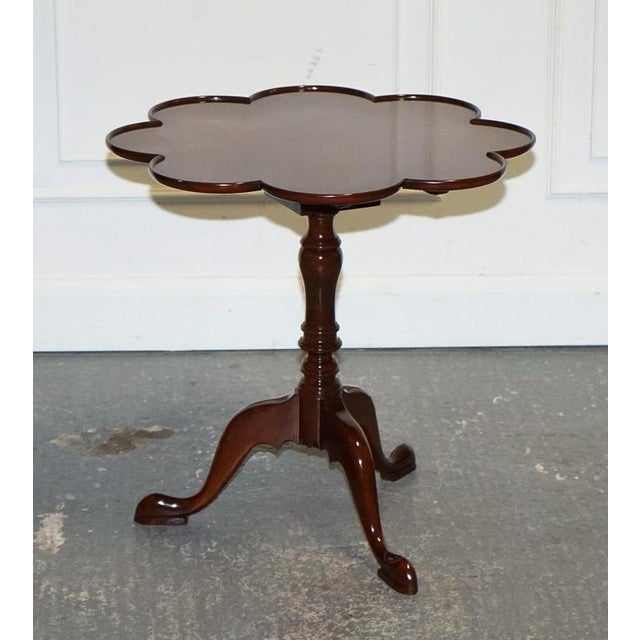 Antique Style Tilt Top Wine Side Table with Piecrust Top For Sale - Image 3 of 16