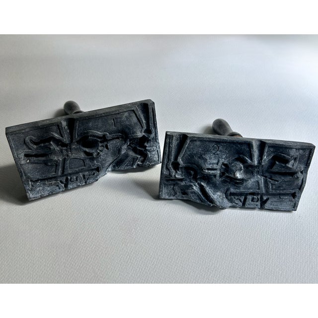 Early 20th Century Two Piece Home Foundry Co. / Rappaport Toy Soldier Fitted Metal Molds. Featuring a WWII Tank Defense...