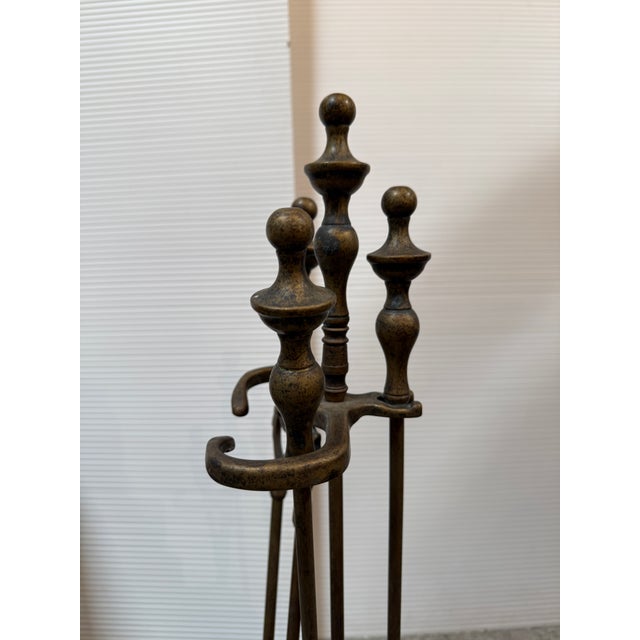 Victorian Style Brass Fireplace Tools, Set of Four For Sale - Image 9 of 12