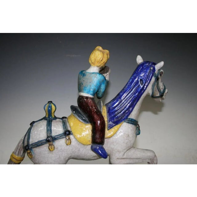 1950s Marcello Fantoni Mid Century Marcello Fantoni Ceramic Horse and Cowboy Figure For Sale - Image 4 of 7