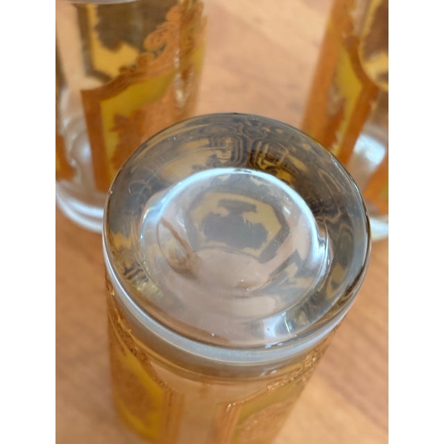 Gold 1960s Yellow 22k Gold Signed Culver Glassware Fruit Basket Depiction - Set of 4 For Sale - Image 8 of 8
