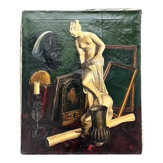 Vintage Original Still Life Oil Painting on Canvas For Sale