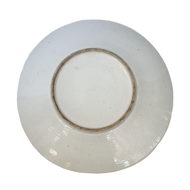 Ceramic Early 19th Century Chinese Export Rose Canton Hand-Painted Charger Plate (16”) For Sale - Image 7 of 8