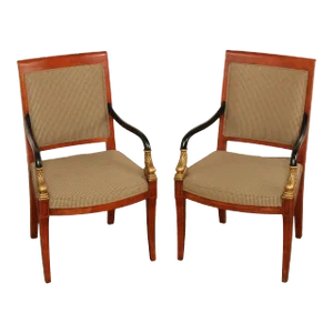 Century Furniture French Empire Style Dolphin Carved Armchairs - A Pair