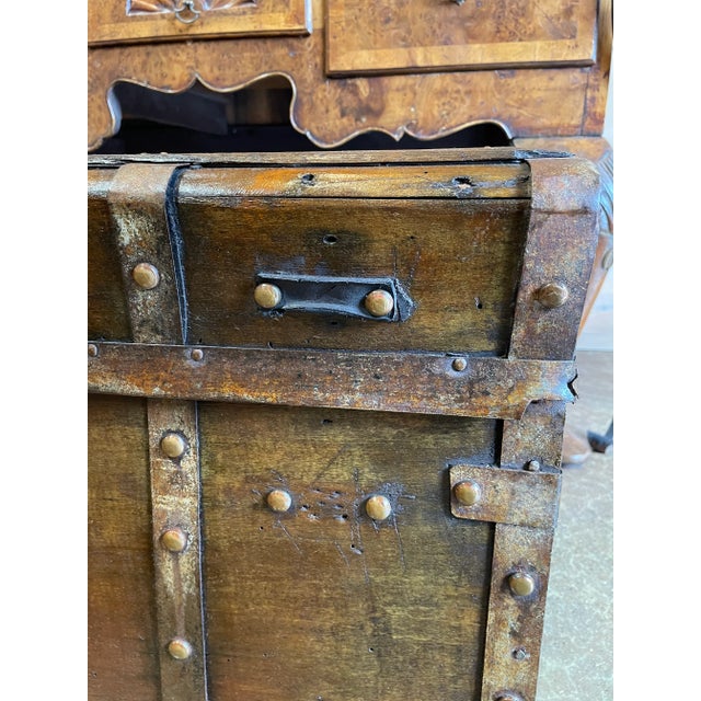 Antique Wooden Travel Trunk With Iron Strapping For Sale In New York - Image 6 of 7