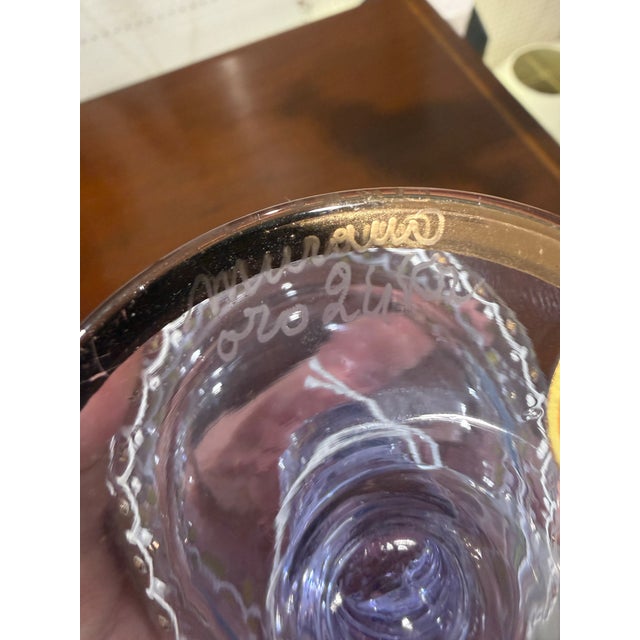 Gemstone 1950s Tino Luvie Murano Lot of 2 Signed Alexandrite Gold Gilt Floral Enamel Vases For Sale - Image 7 of 9