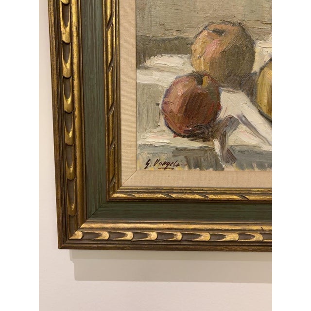 Vintage Signed Oil Still Life With Fruit, Green Pitcher & Gilt Frame For Sale - Image 4 of 7