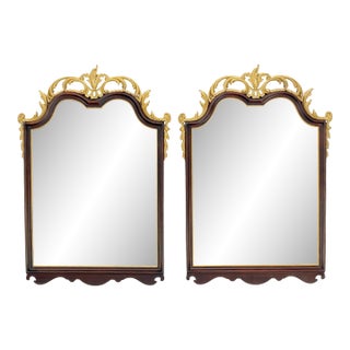 Pair of Neoclassical Chippendale Carved Gold Gilt Mahogany Wall Mirrors MINT! For Sale