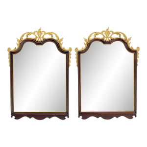 Pair of Neoclassical Chippendale Carved Gold Gilt Mahogany Wall Mirrors MINT!