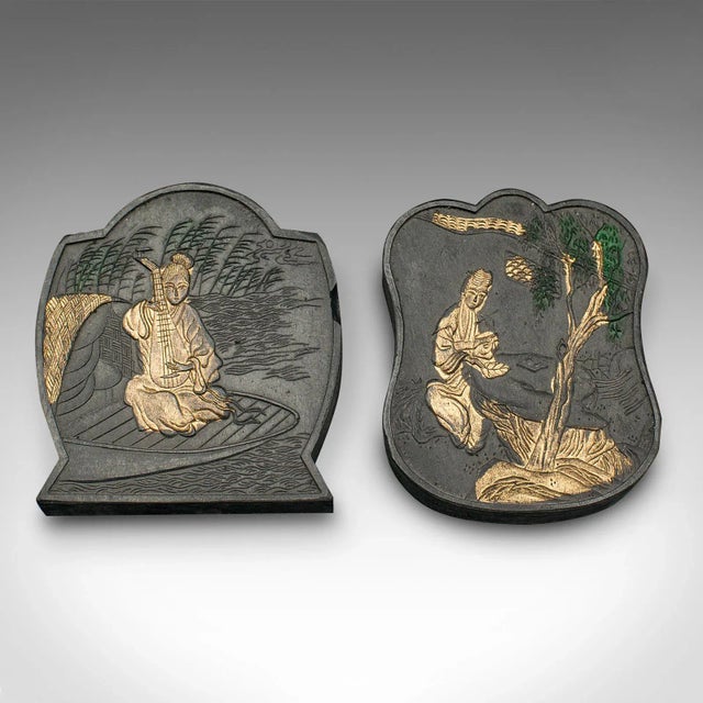 Black 1900's Set of 8 Antique Calligraphic Ink Blocks For Sale - Image 8 of 9