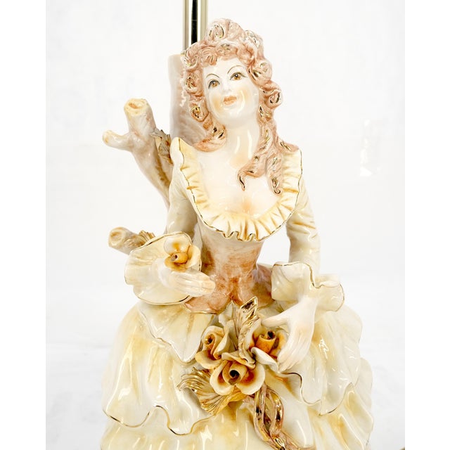 28"h Porcelain Ceramic Figural Table Lamps Man Woman Playing Guitar For Sale - Image 13 of 13