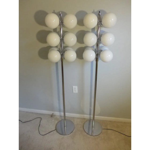 1960s Lightolier Style 12 Globe Chrome Atomic Floor Lamps - a Pair For Sale - Image 9 of 11