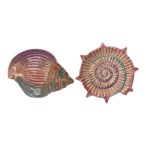 1990s Fitz & Floyd Omnibus Caribbean Shell Plates- Set of 2