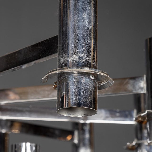 1970s Vintage Italian Chrome and Smoked Glass Chandelier, 1970 For Sale - Image 5 of 17