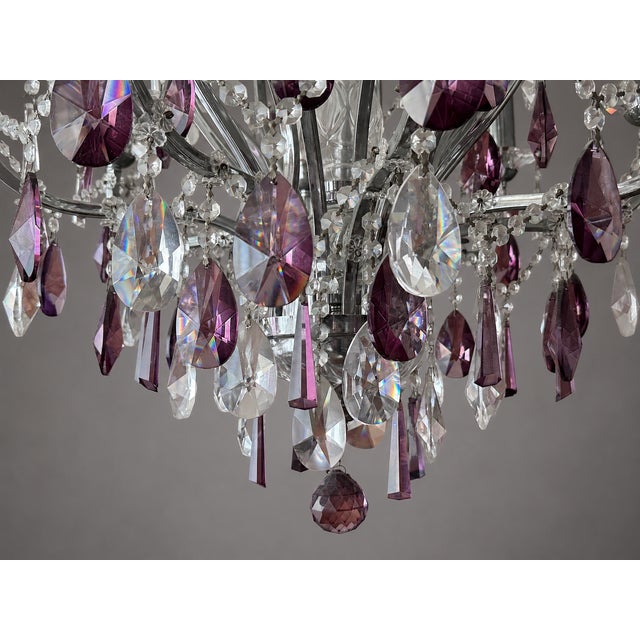 1990s 1990 Artisan Regency Purple Crystal Chandelier - 1 Pc For Sale - Image 5 of 17