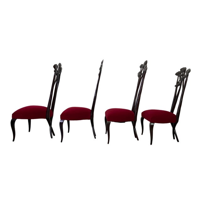 2010s Christopher Guy Le Jardin Carved Floral Mahogany Dining Chairs, Set of 4 For Sale - Image 5 of 18