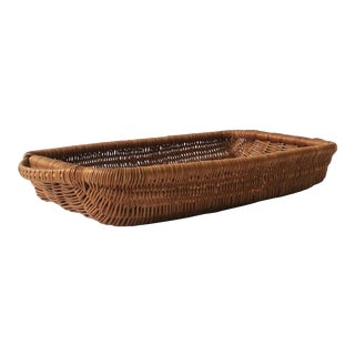 Wicker Serving Tray or Gathering Basket For Sale