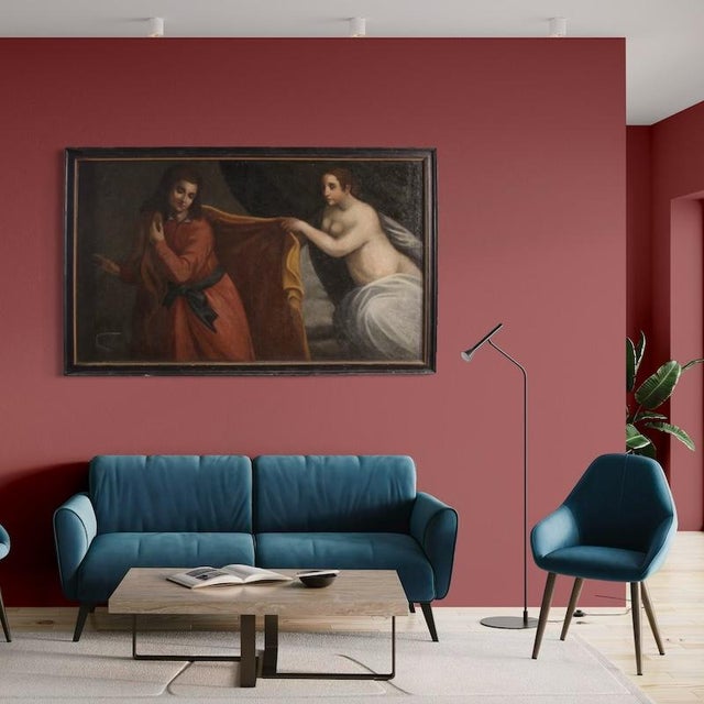 Italian Artist, Joseph and Potiphar's Wife, Nude, 1670, Oil on Canvas For Sale - Image 3 of 16