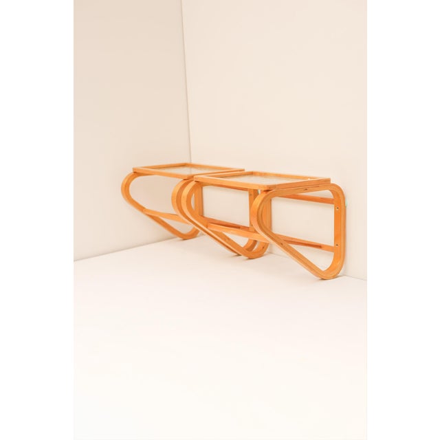 Scandinavian Bentwood and Glass Bedside Tables from Gemla, 1920s, Set of 2 For Sale - Image 3 of 14