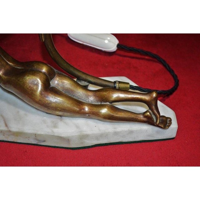 French Art Deco Gilt Bronze Nude Figure Table Lamp, 1930 For Sale - Image 14 of 18