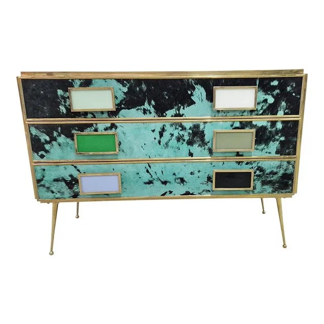 Wood Three-Drawer Glass Dresser, 1990s For Sale - Image 7 of 7