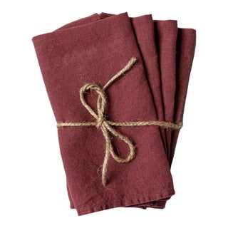 Bordeaux Linen Dinner Napkins- Set of 4 For Sale