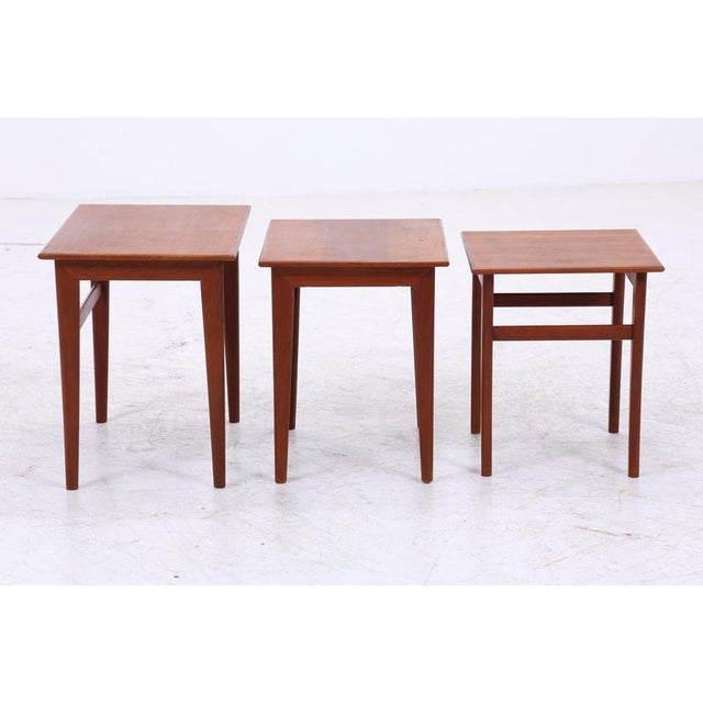 Vintage Danish Teak Nesting Tables, Set of 3 For Sale - Image 9 of 12