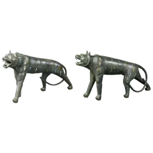 Phyllis Morris Lifesize Bronze Jungle Cat Sculptures - a Pair