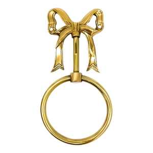 Vintage Solid Brass Bow Towel Ring — Hollywood Regency / French Provincial Style