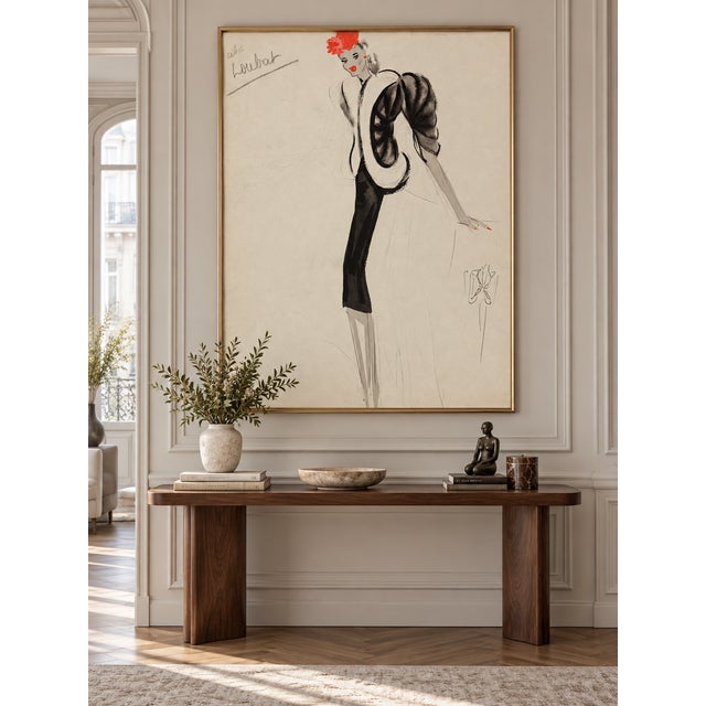 Art Deco Vintage French Fashion Art Print – Art Deco Woman in Black and White, 36" X 48" For Sale - Image 3 of 8