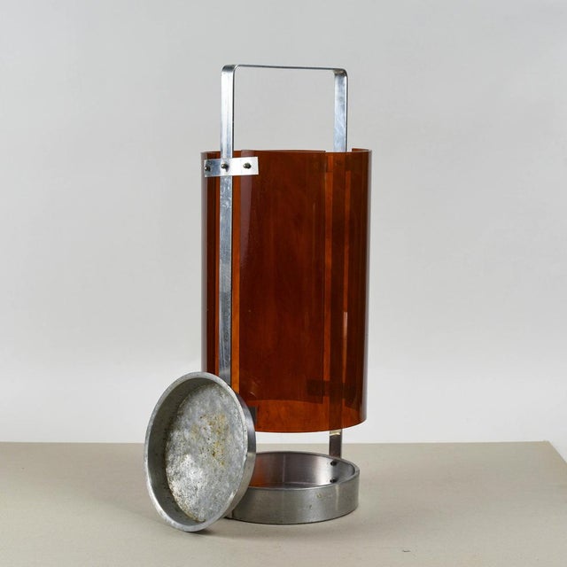 Metal Vintage Metal and Acrylic glass Umbrella Stand by Fontana Design For Sale - Image 7 of 8
