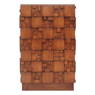 Brutalist Wooden Chest of Drawers, Italy, 2010s For Sale