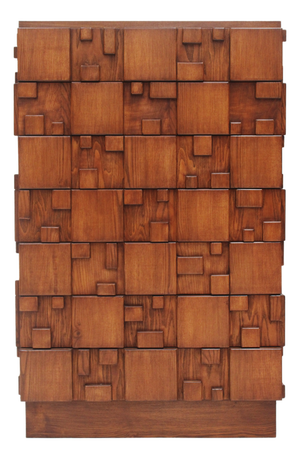 Brutalist Wooden Chest of Drawers, Italy, 2010s