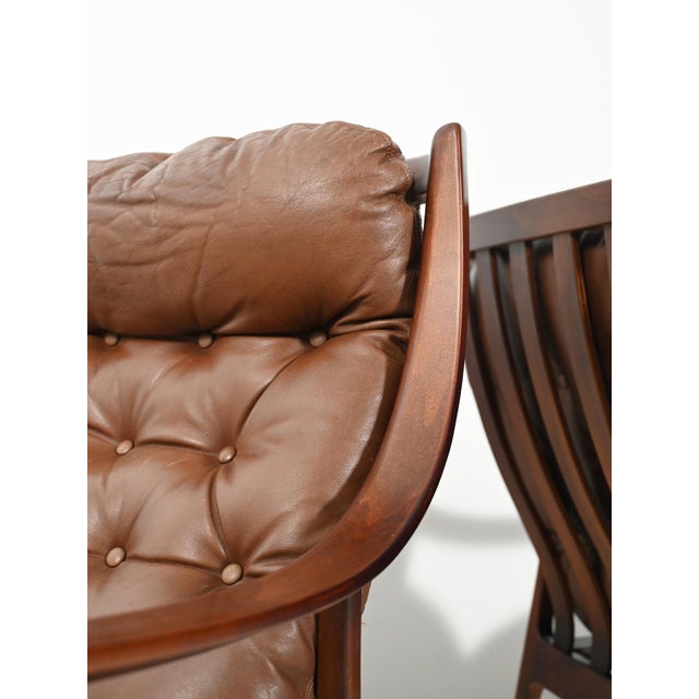 Brown Danish Armchairs in Brown Leather from JM Birking, 1960s, Set of 2 For Sale - Image 8 of 16