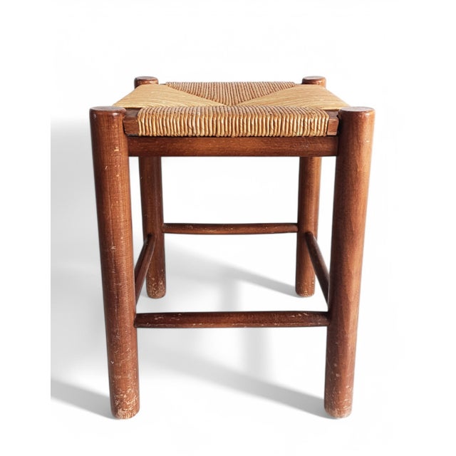 Beautiful dordogne stool in the style of charlotte perriand, france 1950s. Made of woven straw and solid wood. great...