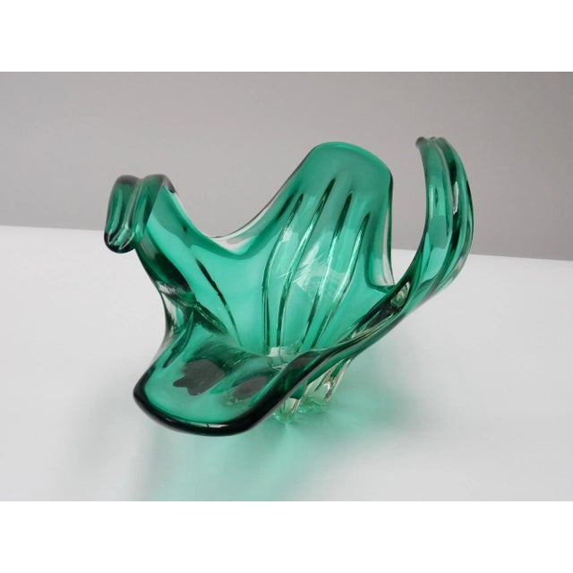 Glass Large Green Glass Centrepiece, Belgium, 1970s For Sale - Image 7 of 9