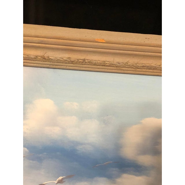 Late 20th Century Large Framed Coastal Seascape Oil Painting by H. Wurtz For Sale - Image 4 of 7
