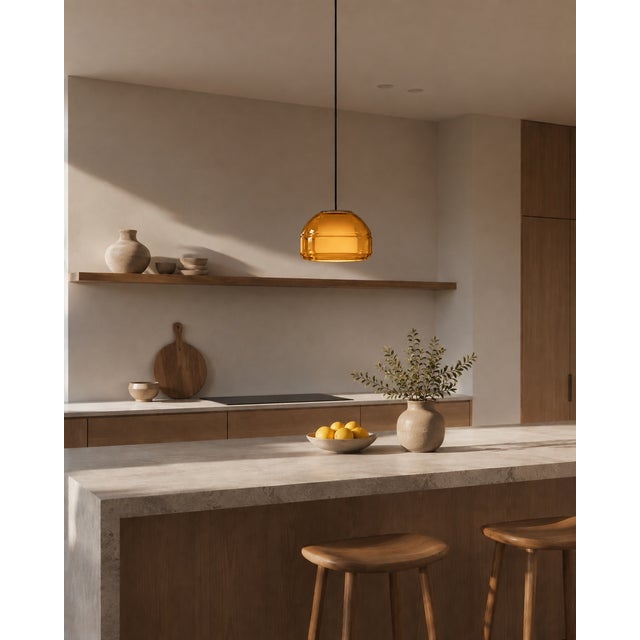 Amber Blown Glass Pendant Light by Artem Zakharchenko-Halytskyi For Sale - Image 4 of 6