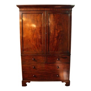 Circa 1800 Mahogany Linen Press For Sale
