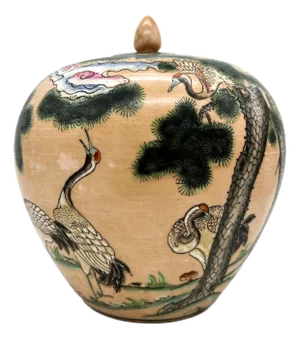 Vintage Chinese Crane Bird Ginger Jar – Chinoiserie / Traditional Asian