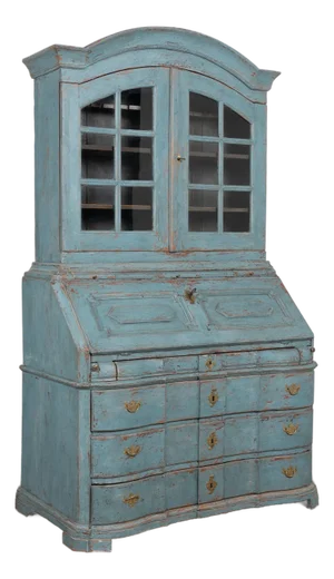 Early 19th Century Danish Blue Painted Pine Secretary Bureau