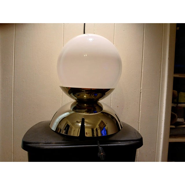 Mid-Century Modern Custom Stainless Steel and Glass Table Lamp For Sale - Image 3 of 10