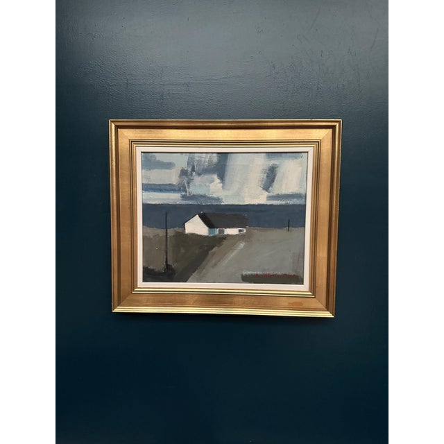 Egon Møldrup, Coastal Motif with Houses, 1950s, Oil on Canvas, Framed For Sale - Image 14 of 14