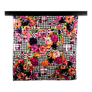 Pure Silk Crepe De Chine Vintage Scarf With Wall Hanging Scarf Holder For Sale