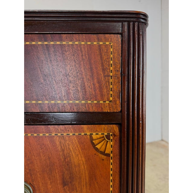 Antique 1930’s English Neoclassical Regency Style Flame Mahogany Inlaid Chest of Drawers From James McCreery & Co. For Sale - Image 9 of 12