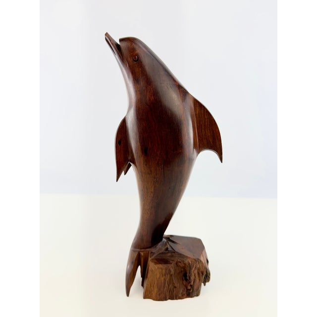 1960s Vintage Hand-Carved Wood Dolphin Sculpture For Sale - Image 5 of 11