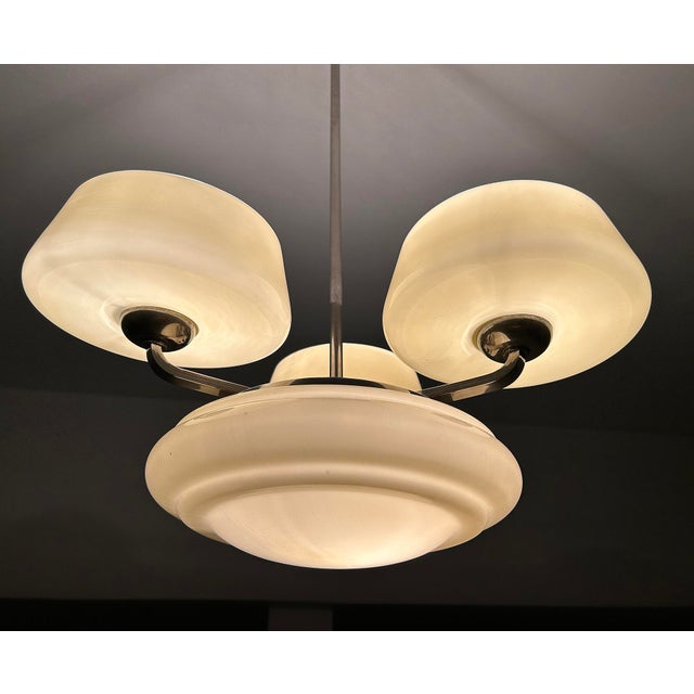 1930s Lage Art Deco Pendant Light in Glass, 1930s For Sale - Image 5 of 18